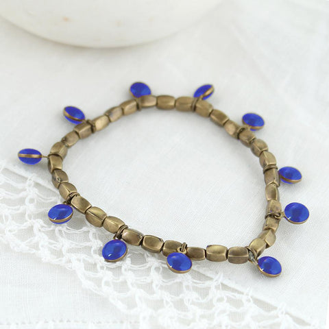 Vintage Enamel Dot Bracelet - Blue