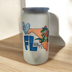 Florida Gators 16 Oz. Frosted Can Glass w/ Lid & Straw
