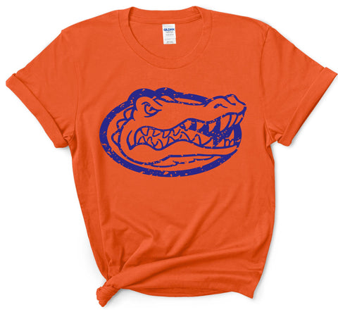 Florida Gators Distressed Orange Gator Head Mascot Tee