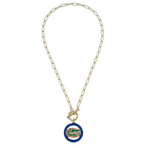 Florida Gators Logo Enamel T-Bar Necklace