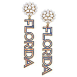 Florida Gators Pearl Cluster Dotted Enamel Drop Earrings