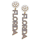Florida Gators Pearl Cluster Dotted Enamel Drop Earrings