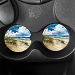 Dark Horse Dream Designs LLC - Watercolor Shores - Beach- Shoreline - Car Coasters : Cermaic (Hard)