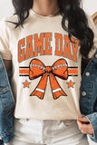 Orange Game Day Football Bow Graphic Tee