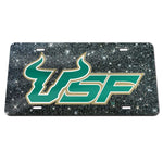 USF Bulls Glitter Background License Plate with Logo (Green or Black)