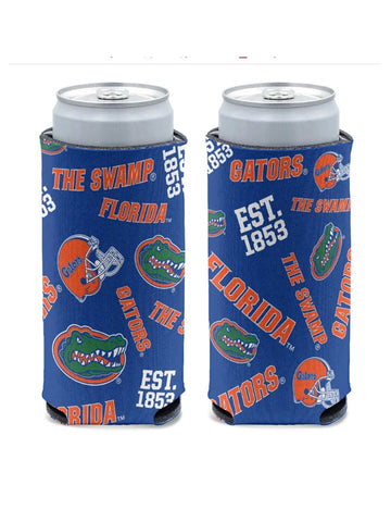 Florida Gators Slim Can Scatter Print Can Cooler in Blue