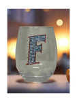 Florida Gators Stemless Wine Glass with Rhinestone Slanted "F"