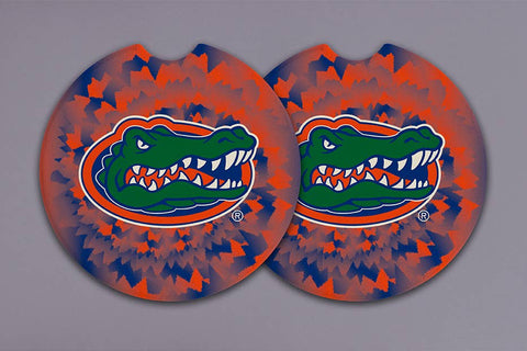 Florida Gator Tie Dye Car Coaster Set of Two