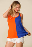 Game Day Rayon Knit Color Spilt Tank Top