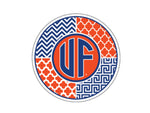 Florida Gators 3" Chevron / Quatrefoil / Greek Key Circle with "UF" Monogram Decal