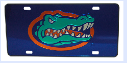 Florida Gators Blue Acrylic License Plate with Full Color Gator Head