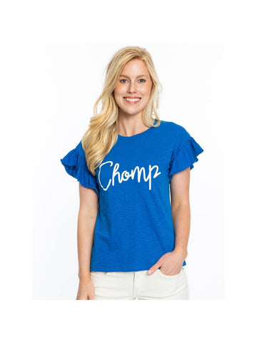 Florida Gators Women's Blue Ruffle Sleeve "Chomp" T'Shirt