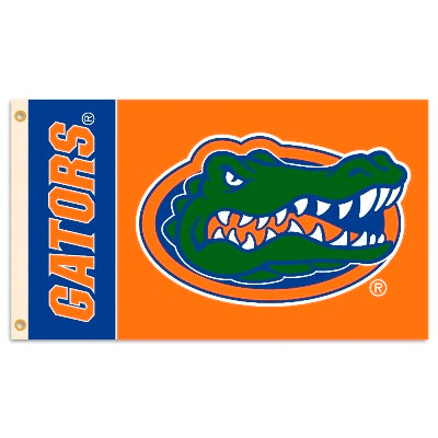 Florida Gators 3X5 Flag with GATORS and Gator Head Logo