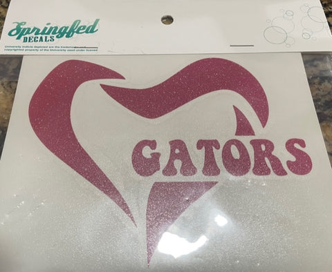 Florida Gators Cut Dark Pink Metallic Gators Heart 5"x5" Decal
