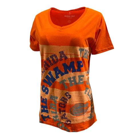 Florida Gators Women's Jewel & Foil Orange Tee - Emerson Street Clothing Co Collegiate Shop